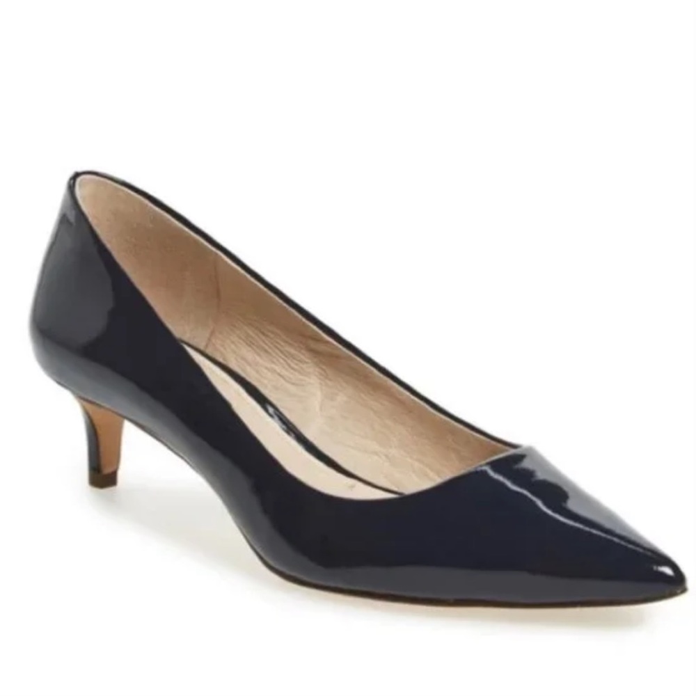 Louise et Cie Jacoba Kitten Heel Pump Navy Patent Leather Size 8 Shoes